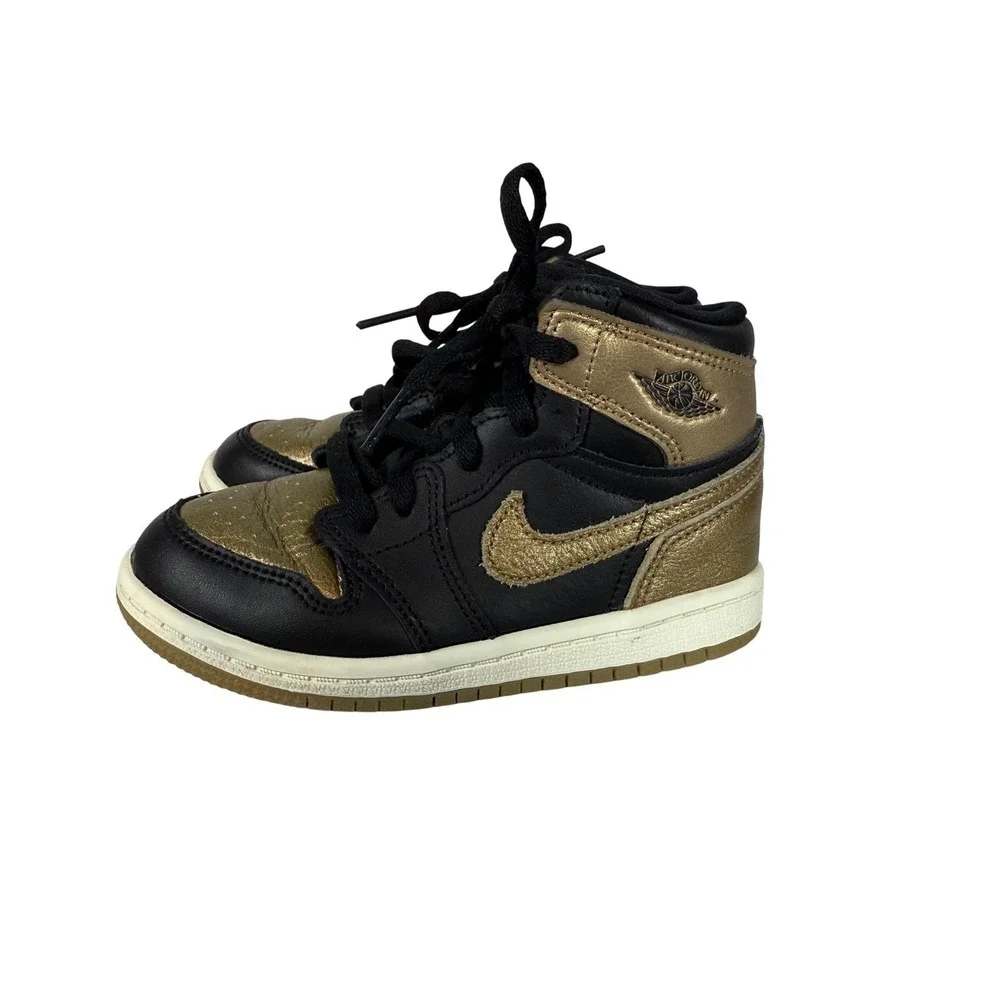 Nike Toddler Air Jordan 1 AJ1 Retro High OG Black/Gold Shoes FD1413-071 Sz 9C